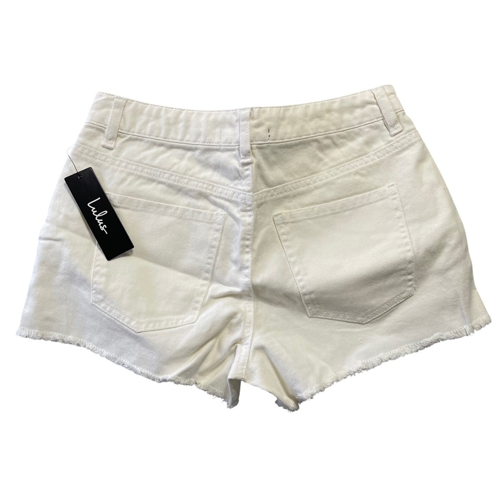 Lulus Denim Shorts Women 25 White Raw Hem Cotton Boho Festival Summer Casual - Picture 8 of 9